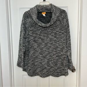 Ruby Rd. Plus Charcoal Boucle Knit Cowl Neck Sweater